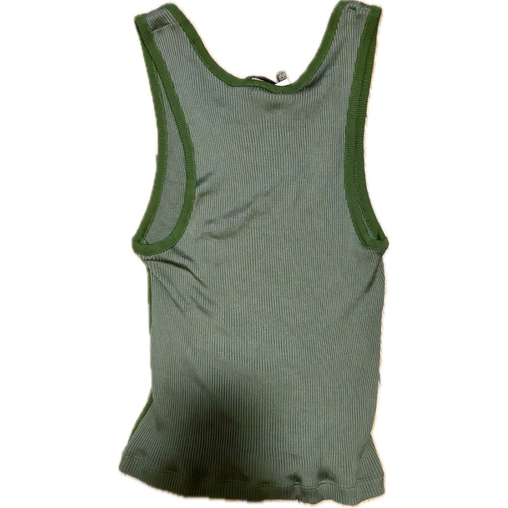 SOLD NWT LOEWE Anagram Tank Top Ribbed Military Green Size Large 100% silk $690 - Picture 7 of 10